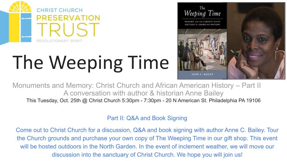 UPCOMING TALK: October 25  Christ Church, Phila.
